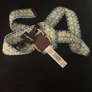 New Eddie Bauer Woven Pastel Ribbon Belt with Leather Accents